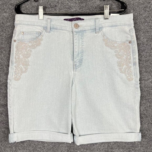 NWT‎ Gloria Vanderbilt  Women 12 Cuffed Alana Modern Fit Mid Rise Denim Shorts - Picture 1 of 8